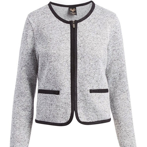 Wooly Bully Wear White Jacket with Black Contrast Trim Heather Gray Jacket NWOT - Picture 14 of 14